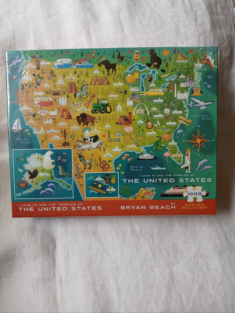 The United States 1000 Piece Puzzle By Bryan Beach With Poster New Sealed